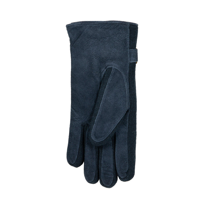 Women's fleece-lined suede gloves in navy left