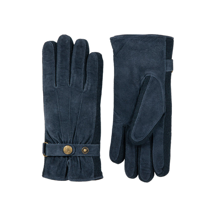 Women's fleece-lined suede gloves in navy side