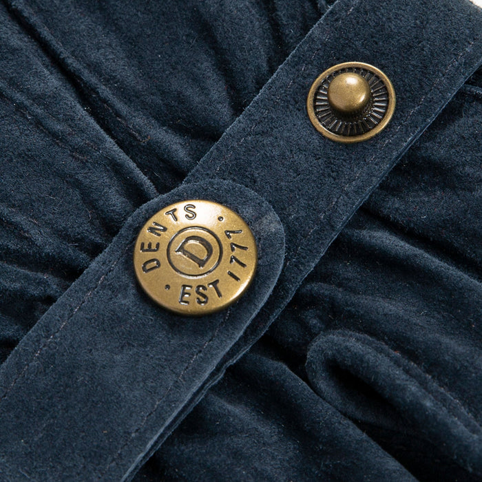 Women's fleece-lined suede gloves in navy stud