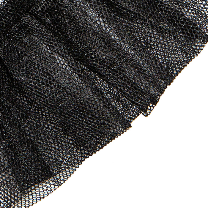 Women’s Tulle Gloves with Frilled Cuff in Black closeup