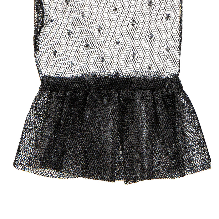 Women’s Tulle Gloves with Frilled Cuff in Black right cuff