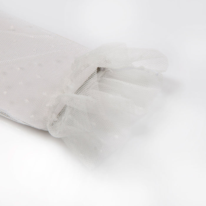 Women’s Tulle Gloves with Frilled Cuff in white open cuff