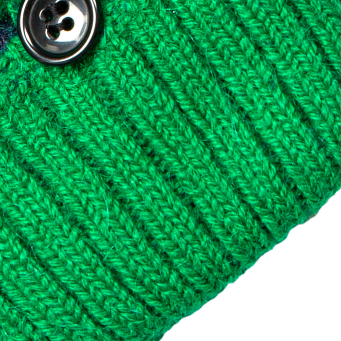 Women's Emerald Navy Two Tone Knitted Fingerless Gloves Mittens cuff
