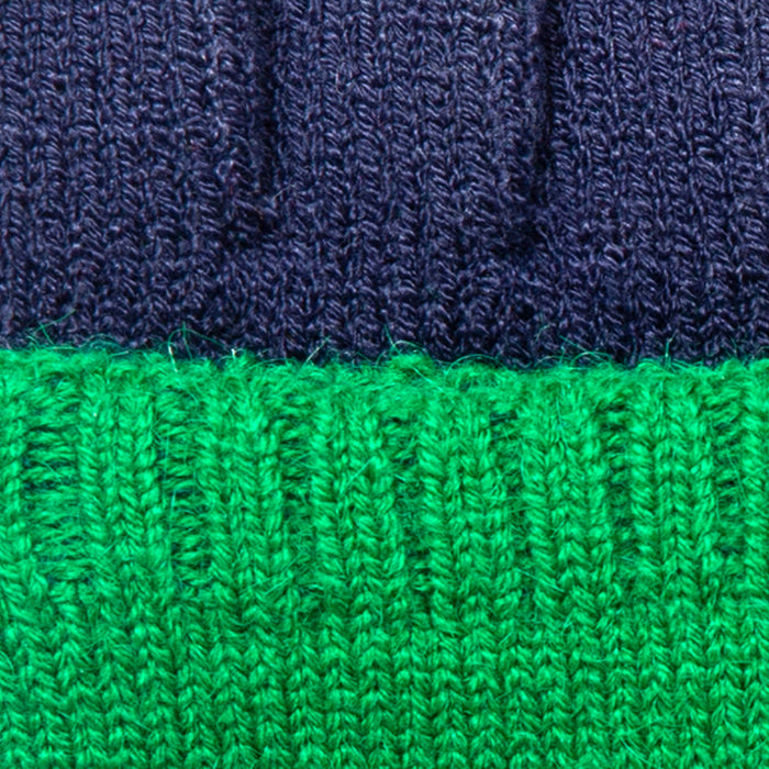 Women's Emerald Navy Two Tone Knitted Fingerless Gloves Mittens fingers
