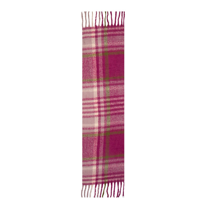 Women's Fuchsia Plaid Check scarf with tassels length