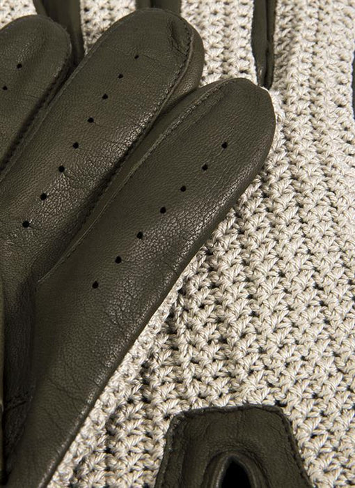 Men's Heritage Crochet-Back Leather Driving Gloves in hunter