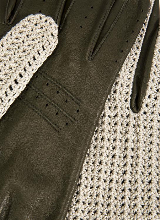 Men's Heritage Crochet-Back Leather Driving Gloves in hunter
