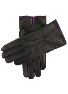 Men's Heritage Three-Point Cashmere-Lined Leather Gloves with Colour Contrast Details