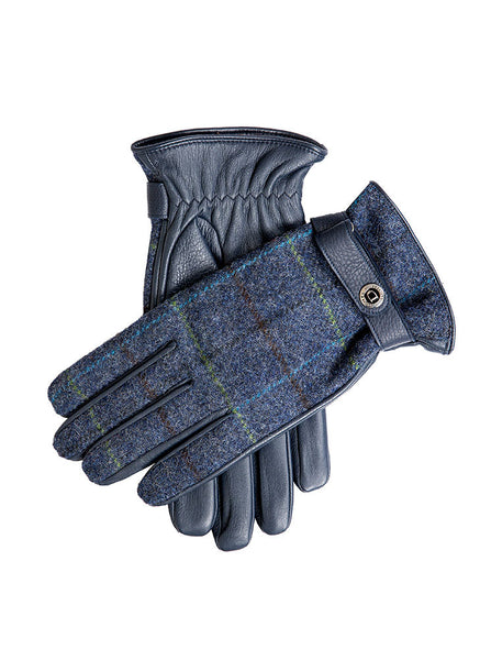 Men's Heritage Cashmere-Lined Abraham Moon Tweed and Deerskin Leather Gloves