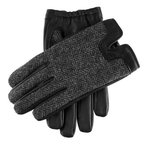 Men's Heritage Cashmere-Lined Abraham Moon Herringbone Tweed and Leather Gloves