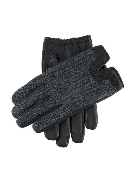 Men's Heritage Cashmere-Lined Abraham Moon Herringbone Tweed and Leather Gloves