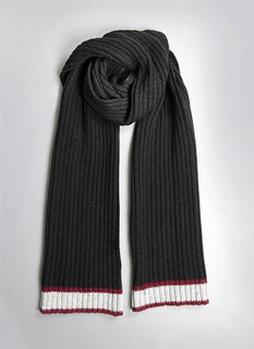 Men's Ribbed Knitted Scarf with Stripe Ends