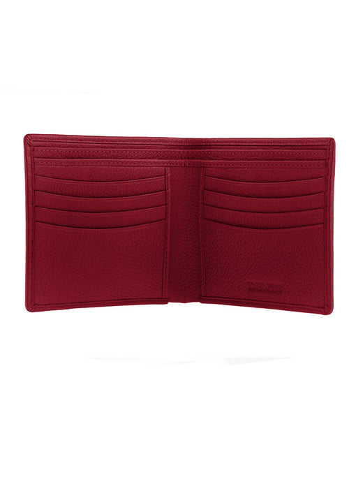 Men's Berry Slim Pebble Grain Leather Bifold Wallet with RFID Blocking Open