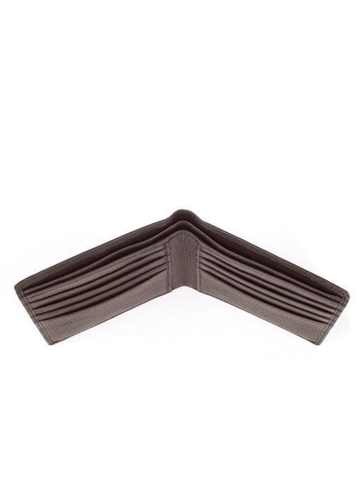 Men's Chocolate Slim Pebble Grain Leather Bifold Wallet with RFID Blocking Open Topview