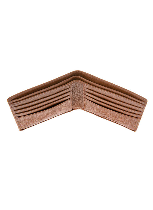 Men's Cognac Slim Pebble Grain Leather Bifold Wallet with RFID Blocking Open Topview
