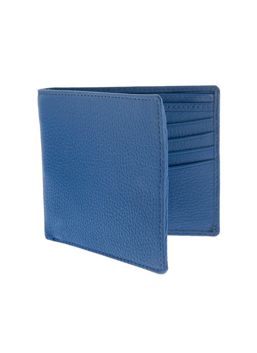 Men's Royal Blue Slim Pebble Grain Leather Bifold Wallet with RFID Blocking