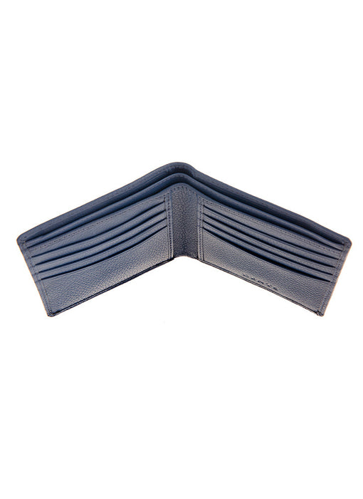 Men's Royal Blue Slim Pebble Grain Leather Bifold Wallet with RFID Blocking Open Topview