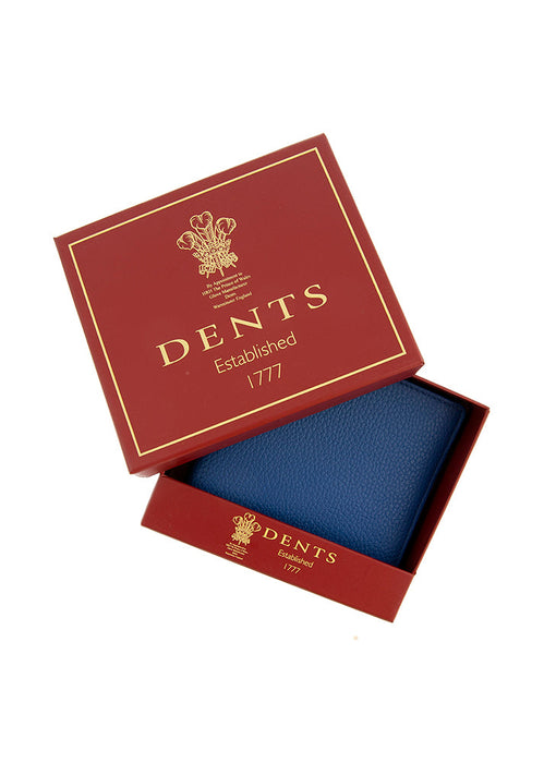 Men's Royal Blue Slim Pebble Grain Leather Bifold Wallet with RFID Blocking in Box