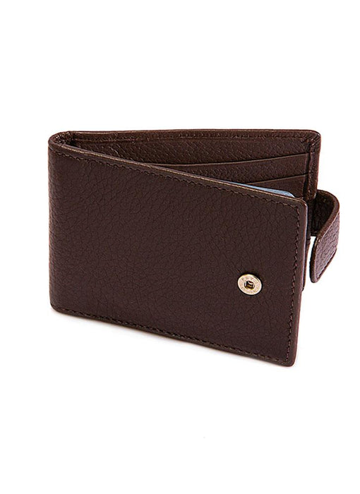 Men's Pebble Grain Leather Card Holder with RFID blocking and tab in black chocolate