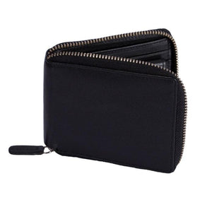 Men's Zip-Round Leather Wallet with RFID Blocking and Coin Purse