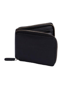 Men's Smooth Nappa Leather Zip-Round Wallet with RFID Blocking and Coin Purse