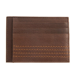 Men's Contrast Stitch Pebble Grain Leather Card Holder with RFID Blocking