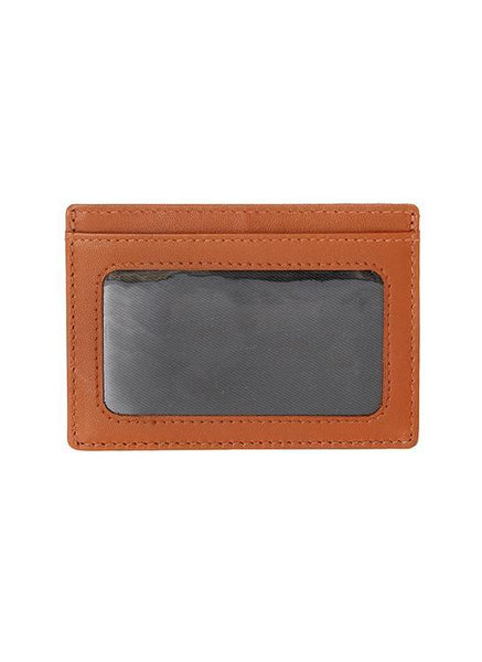 Men's Smooth Nappa Leather Card Holder with RFID Blocking and Window Pocket