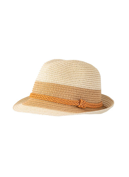 Women’s Two-Tone Straw Trilby Hat with Plaited Band