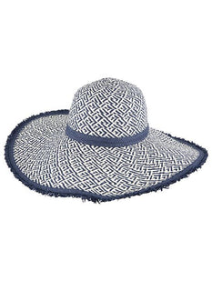 Women’s Floppy Straw Sun Hat with Criss-Cross Pattern