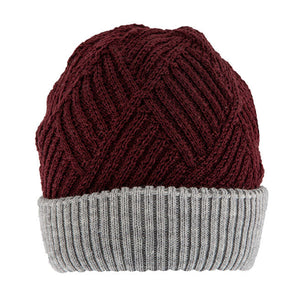 Women’s Patchwork Cable Knit Beanie Hat