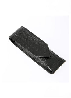Black crocodile print pen case