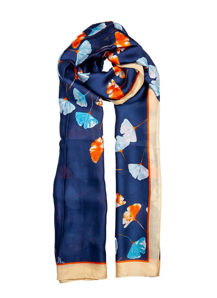 Women’s Floral Print Lightweight Scarf with Border