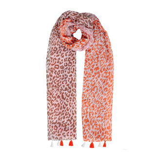 Women’s Leopard Print Lightweight Scarf with Tassels