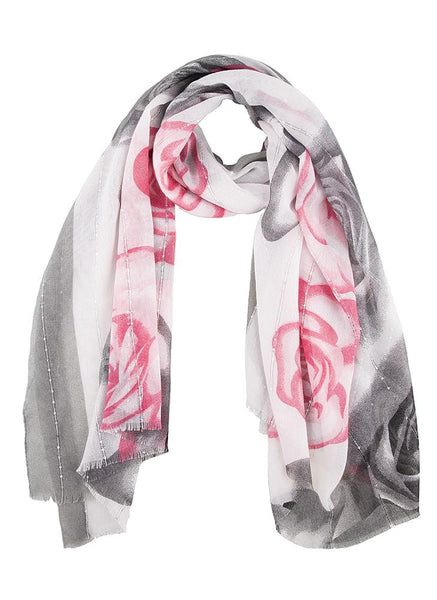 Women's Rose and Lily Print Lightweight Scarf