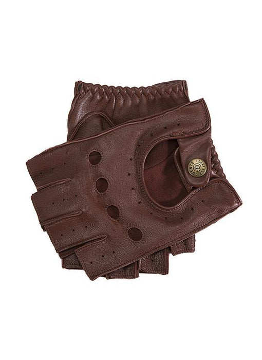 Men's Fingerless Leather Driving Gloves in English Tan
