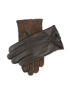 Men’s Touchscreen Three-Point Wool-Lined Suede and Leather Gloves