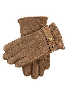 Men's Three-Point Fleece-Lined Suede Gloves
