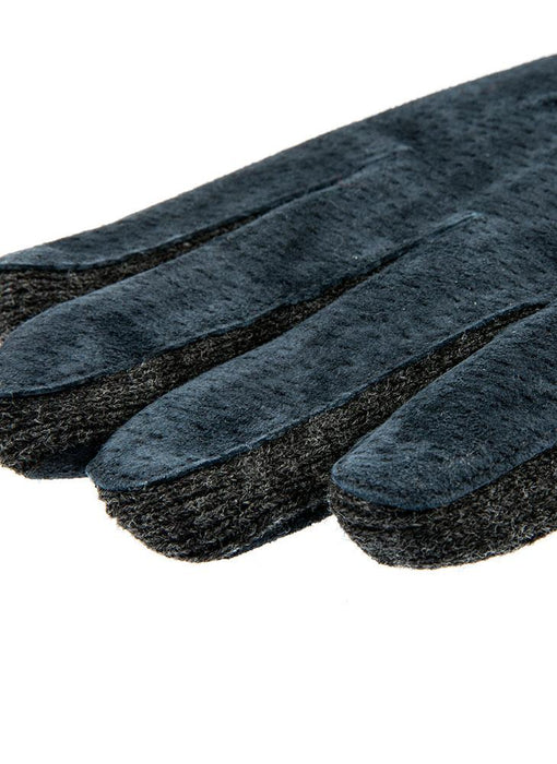 Men's Three Point Fleece Lined Suede Gloves navy fingers