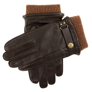 Men's Wool Blend-Lined Leather Gloves with Knitted Cuffs