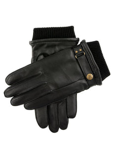 Men's Wool Blend-Lined Leather Gloves with Knitted Cuffs