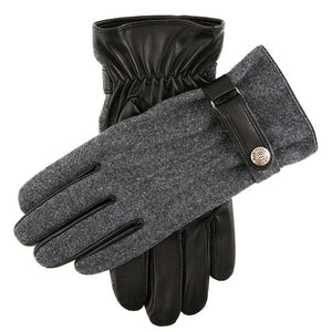 Men's Three-Point Fleece-Lined Flannel and Leather Gloves