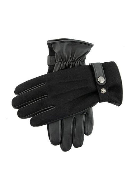 Men's Three-Point Fleece-Lined Flannel and Leather Gloves