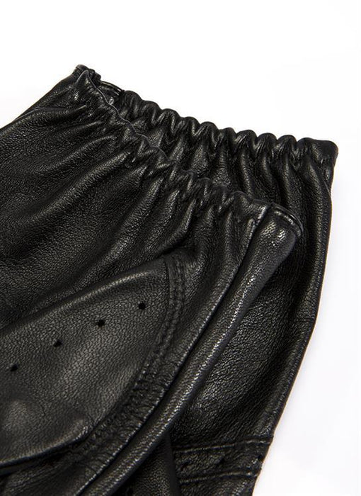 Men's Touchscreen Leather Driving Gloves Black cuff