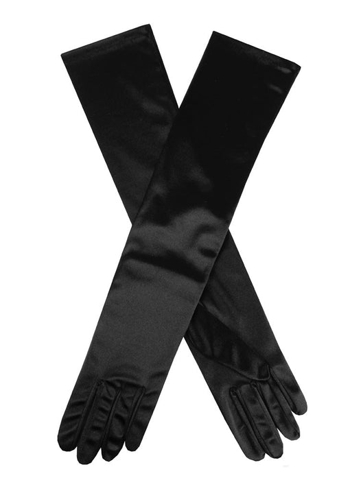 Women's black Long Gloves Above-Elbow in Satin 