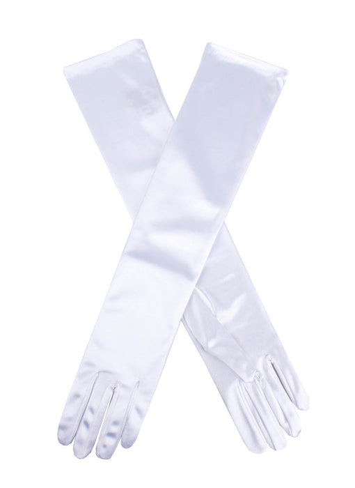Women's white Long Gloves Above-Elbow in Satin 