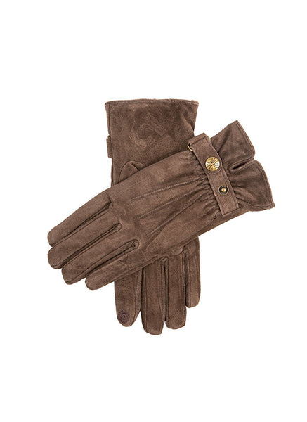 Women's Touchscreen Water-Resistant Three-Point Fleece-Lined Suede Gloves