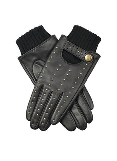 Women’s Touchscreen Leather Gloves with Stud Detail