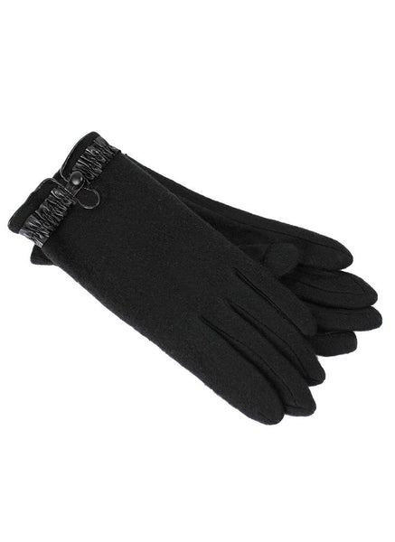 Women's Knitted Gloves with Ruffle Cuffs