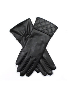 Women's Leather Gloves with Quilted Cuffs